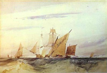 regents of the st elizabeth hospital of haarlem Painting - Shipping Off the Coast of Kent 1825 Richard Parkes Bonington